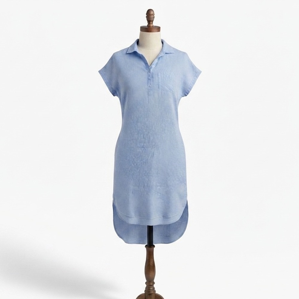 Grayson by Frank & Eileen The Artist SS Dress Size 02 100% Linen Light Blue Maxi